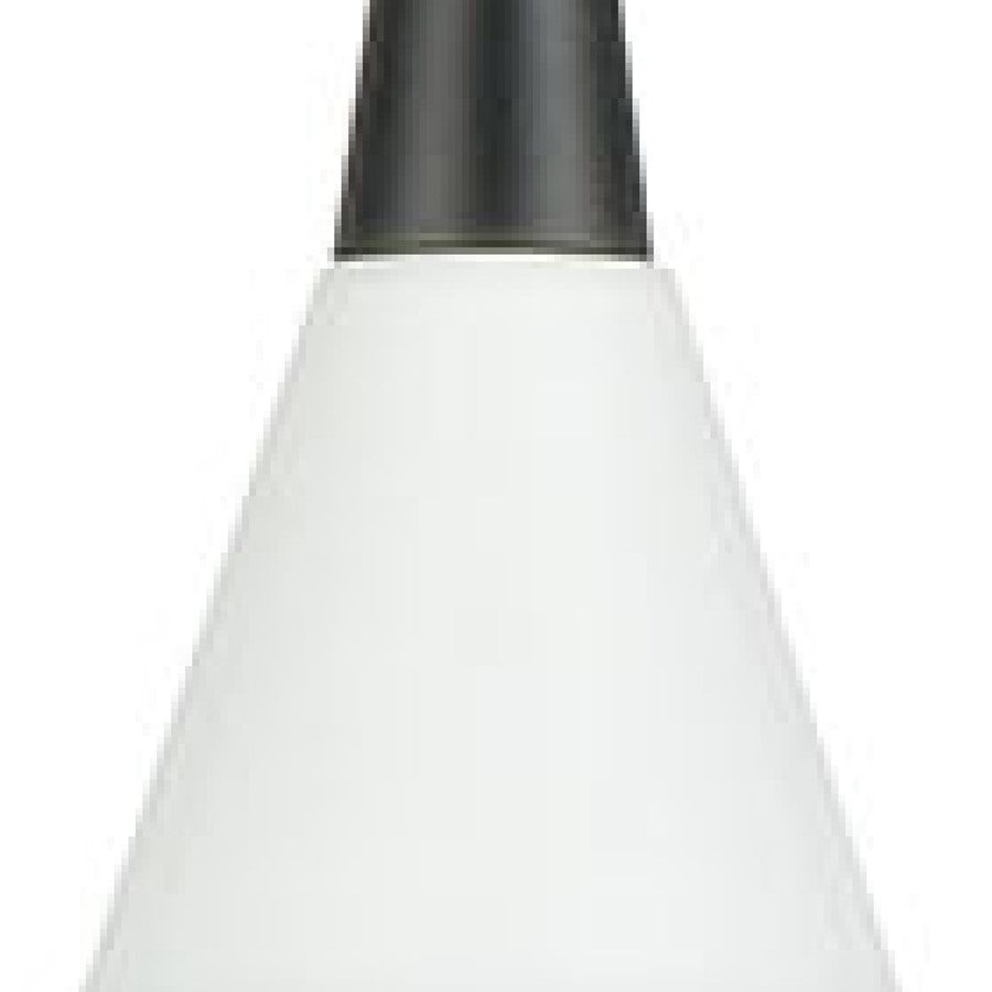 Atlas Mid-Century Schoolhouse 8in 1-Light Mini Pendant | Enamel White Matte Black and White Glass | Kitchen Island & Dining Room | Model CL11635-WH