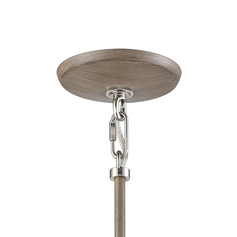 Atlas Mid-Century Schoolhouse 12in 1-Light Mini Pendant | Pecan Polished Nickel and White Glass | Kitchen Island & Dining Room | Model CL11636-BN