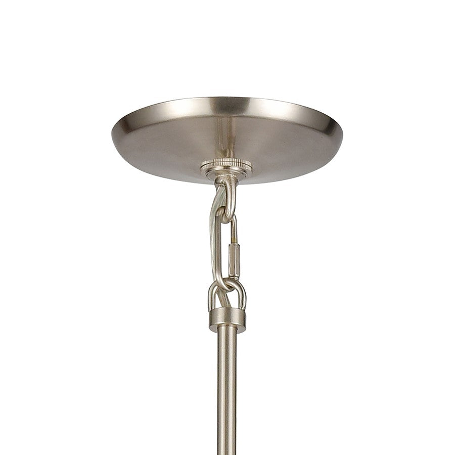 Atlas Lighting Mid-Century Schoolhouse 12in 1-Light Mini Pendant | Satin Nickel and White Frosted Glass | Kitchen Island & Dining | Model CL11636-NK