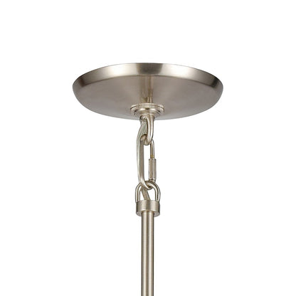 Atlas Lighting Mid-Century Schoolhouse 12in 1-Light Mini Pendant | Satin Nickel and White Frosted Glass | Kitchen Island & Dining | Model CL11636-NK