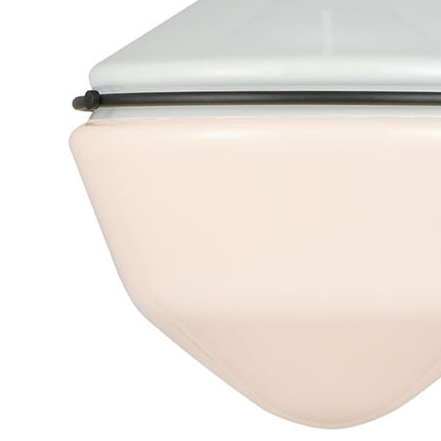 Atlas Lighting Mid-Century Schoolhouse 12in 1-Light Mini Pendant | Enamel White and Matte Black with White Glass | Kitchen Island | Model CL11636-WH