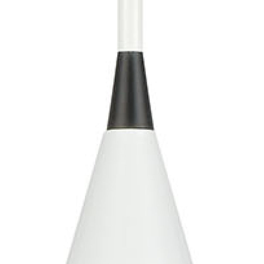 Atlas Lighting Mid-Century Schoolhouse 12in 1-Light Mini Pendant | Enamel White and Matte Black with White Glass | Kitchen Island | Model CL11636-WH