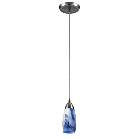 Atlas Lighting Milan 3in 1-Light Pendant | Satin Nickel and Multicolor Hand-Blown Glass | Kitchen Island & Dining Room | Model CL11637-BL2