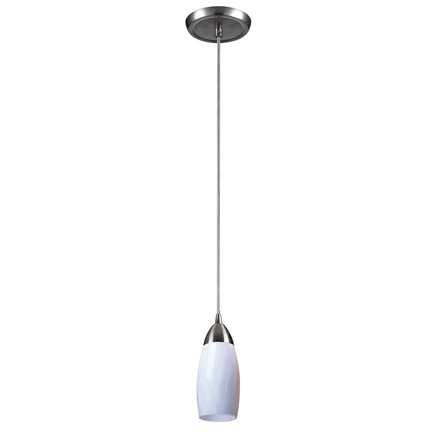 Atlas Lighting Milan 3in 1-Light Pendant | Transitional Frosted White Glass and Satin Nickel | Kitchen Island & Dining Room | Model CL11637-WH1