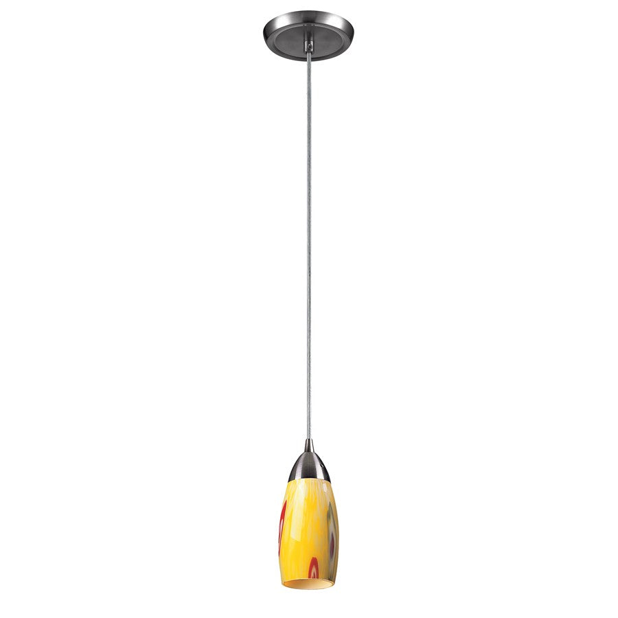 Atlas Lighting Milan 3in 1-Light Pendant | Transitional Yellow Glass and Satin Nickel | Kitchen Island & Dining Room | 3 x 3 x 7 in | Model CL11637-YW