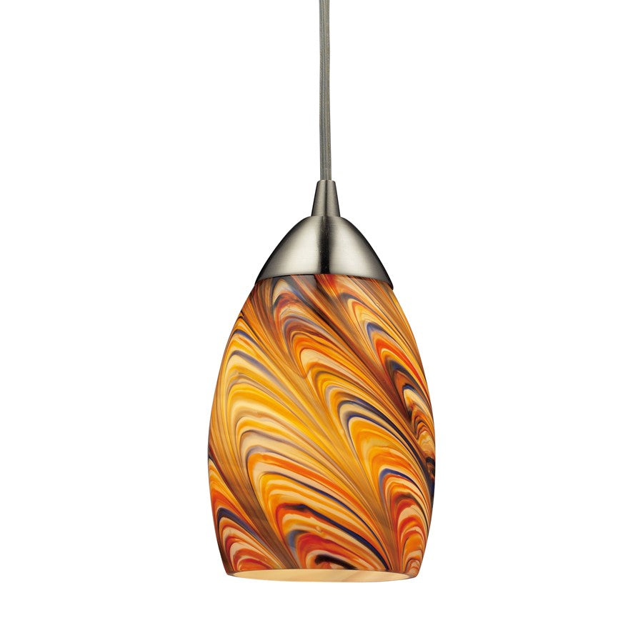 Atlas Lighting Mini Vortex 4in 1-Light Pendant | Transitional Satin Nickel and Yellow Glass | Kitchen Island & Dining Room | Model CL11639-YW