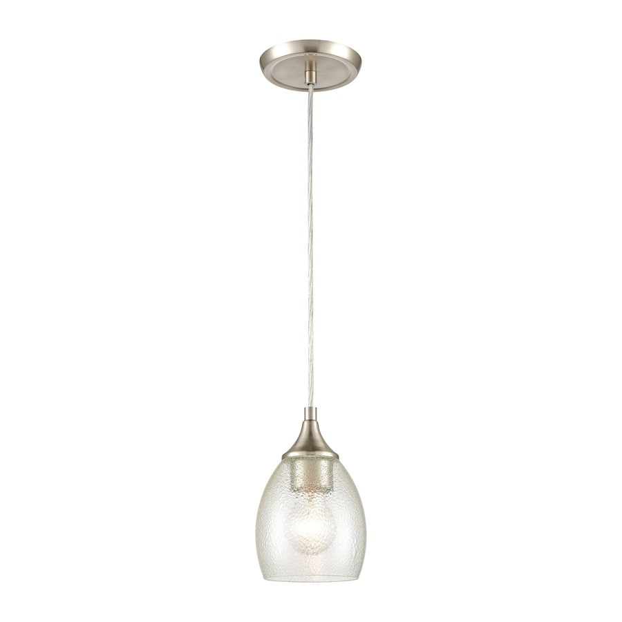 Atlas Lighting Miranda 5in 1-Light Mini Pendant | Modern Satin Nickel and White Seeded Glass | Kitchen Island & Dining Room | Model CL11641-NK