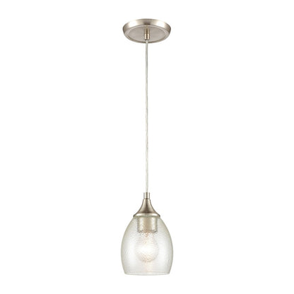 Atlas Lighting Miranda 5in 1-Light Mini Pendant | Modern Satin Nickel and White Seeded Glass | Kitchen Island & Dining Room | Model CL11641-NK