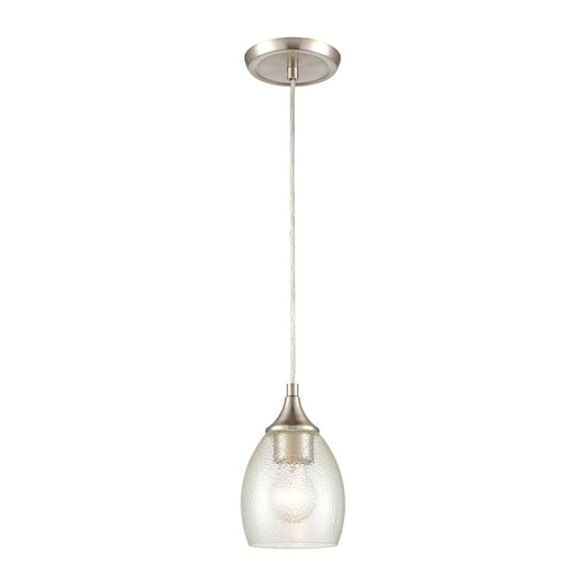 Atlas Lighting Miranda 5in 1-Light Mini Pendant | Modern Satin Nickel and White Seeded Glass | Kitchen Island & Dining Room | Model CL11641-NK