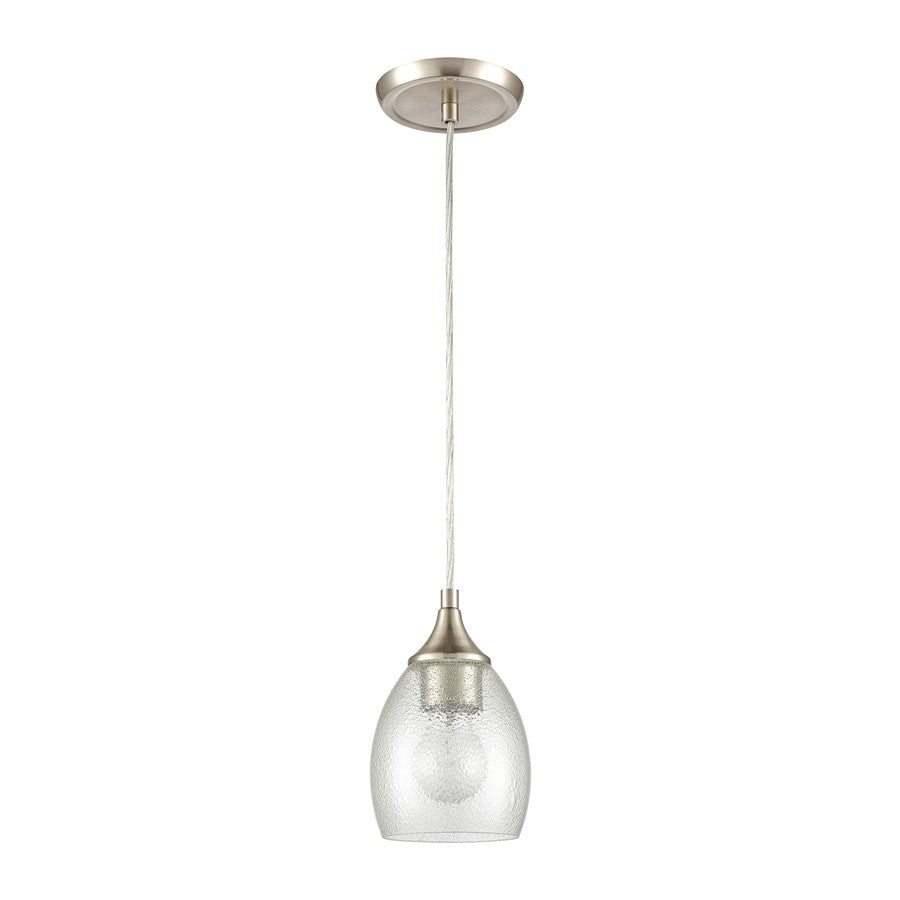 Atlas Lighting Miranda 5in 1-Light Mini Pendant | Modern Satin Nickel and White Seeded Glass | Kitchen Island & Dining Room | Model CL11641-NK