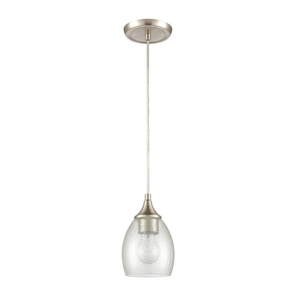 Atlas Lighting Miranda 5in 1-Light Mini Pendant | Modern Satin Nickel and White Seeded Glass | Kitchen Island & Dining Room | Model CL11641-NK