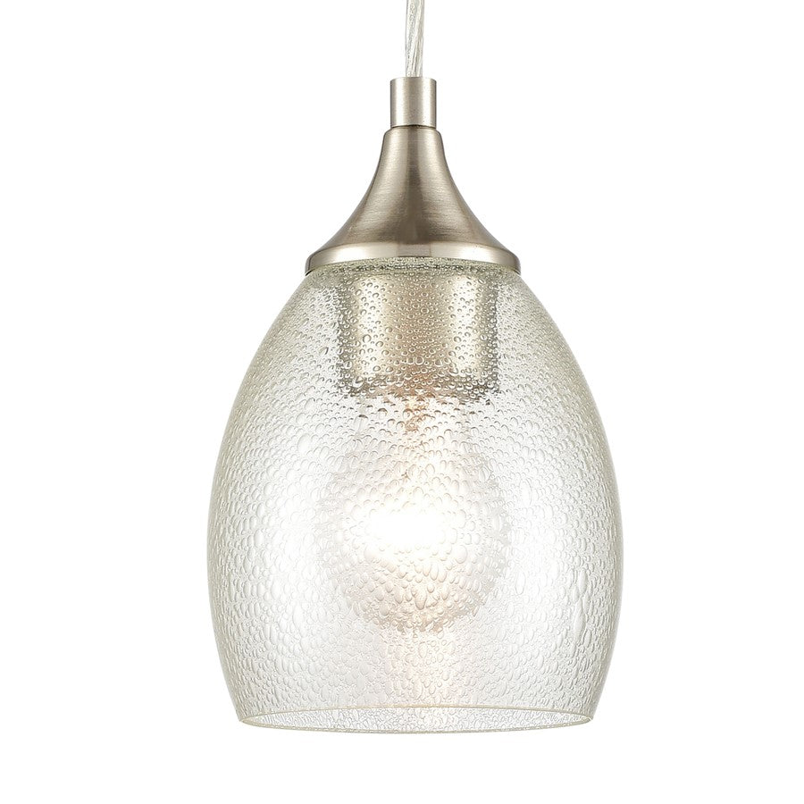 Atlas Lighting Miranda 5in 1-Light Mini Pendant | Modern Satin Nickel and White Seeded Glass | Kitchen Island & Dining Room | Model CL11641-NK
