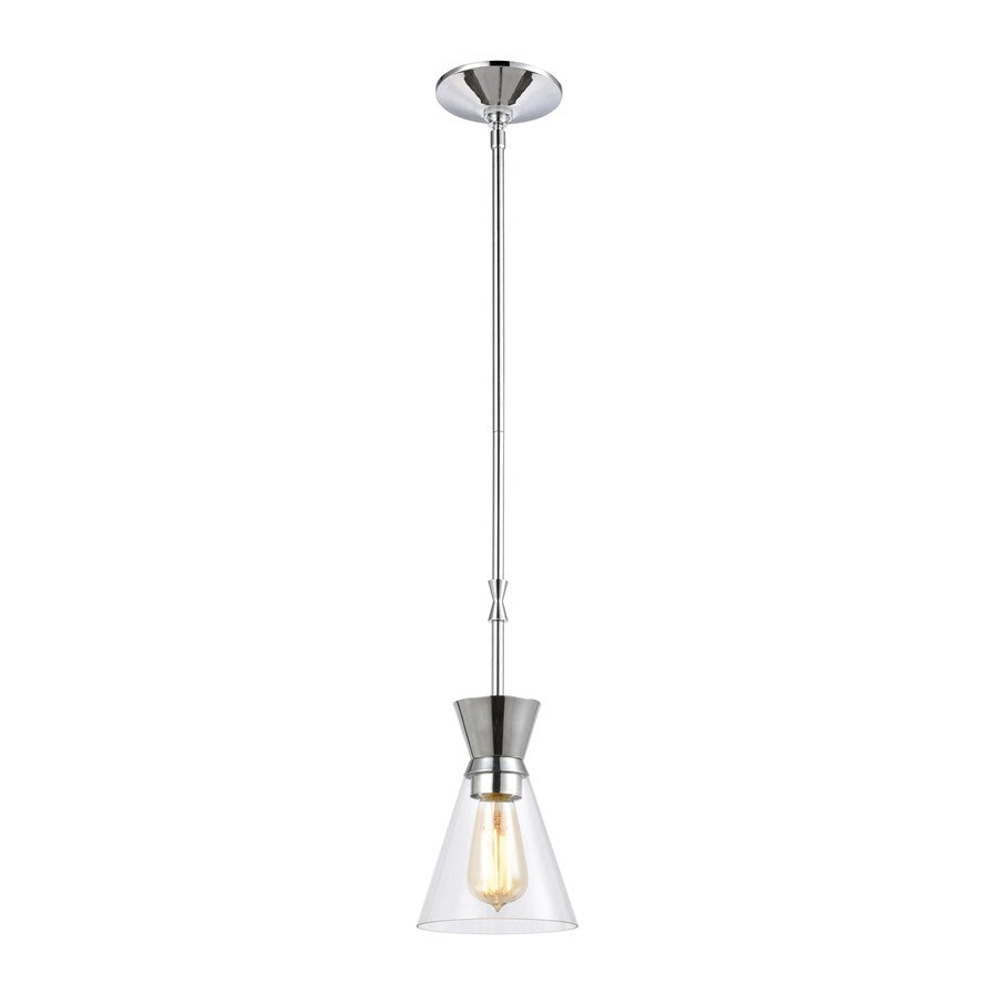 Atlas Lighting Modley 6in 1-Light Mini Pendant | Polished Chrome and Clear Glass | Kitchen Island & Dining Room | 6 x 6 x 13 in | Model CL11642-CH