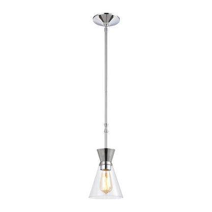 Atlas Lighting Modley 6in 1-Light Mini Pendant | Polished Chrome and Clear Glass | Kitchen Island & Dining Room | 6 x 6 x 13 in | Model CL11642-CH