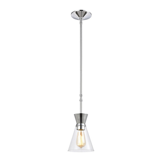 Atlas Lighting Modley 6in 1-Light Mini Pendant | Polished Chrome and Clear Glass | Kitchen Island & Dining Room | 6 x 6 x 13 in | Model CL11642-CH