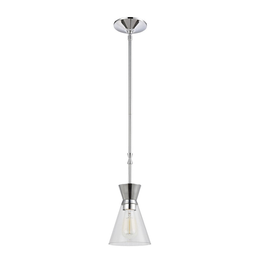 Atlas Lighting Modley 6in 1-Light Mini Pendant | Polished Chrome and Clear Glass | Kitchen Island & Dining Room | 6 x 6 x 13 in | Model CL11642-CH