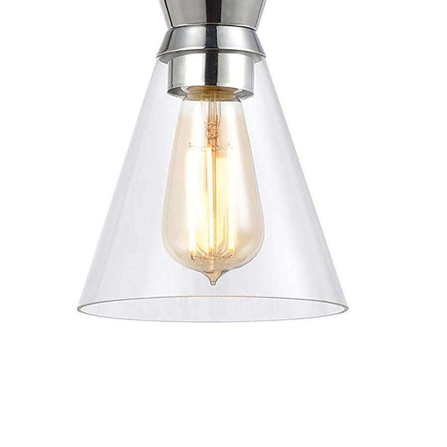 Atlas Lighting Modley 6in 1-Light Mini Pendant | Polished Chrome and Clear Glass | Kitchen Island & Dining Room | 6 x 6 x 13 in | Model CL11642-CH