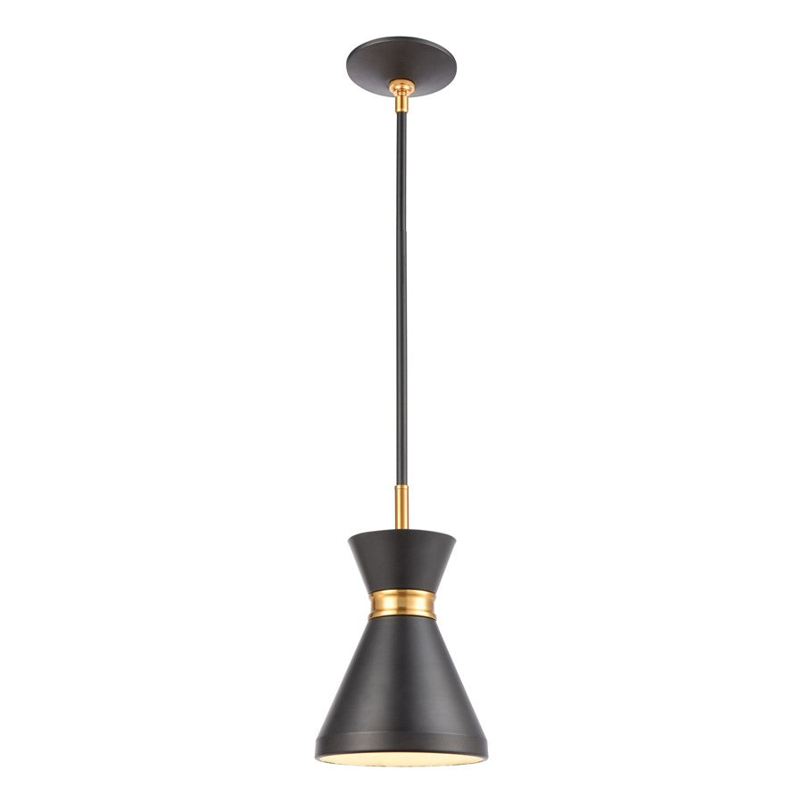 Atlas Lighting Modley 7in 1-Light Mini Pendant | Matte Black and Brushed Brass | Kitchen Island & Dining Room | 7 x 7 x 10 in | Model CL11643-BK