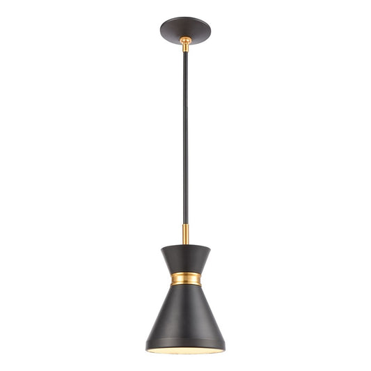 Atlas Lighting Modley 7in 1-Light Mini Pendant | Matte Black and Brushed Brass | Kitchen Island & Dining Room | 7 x 7 x 10 in | Model CL11643-BK