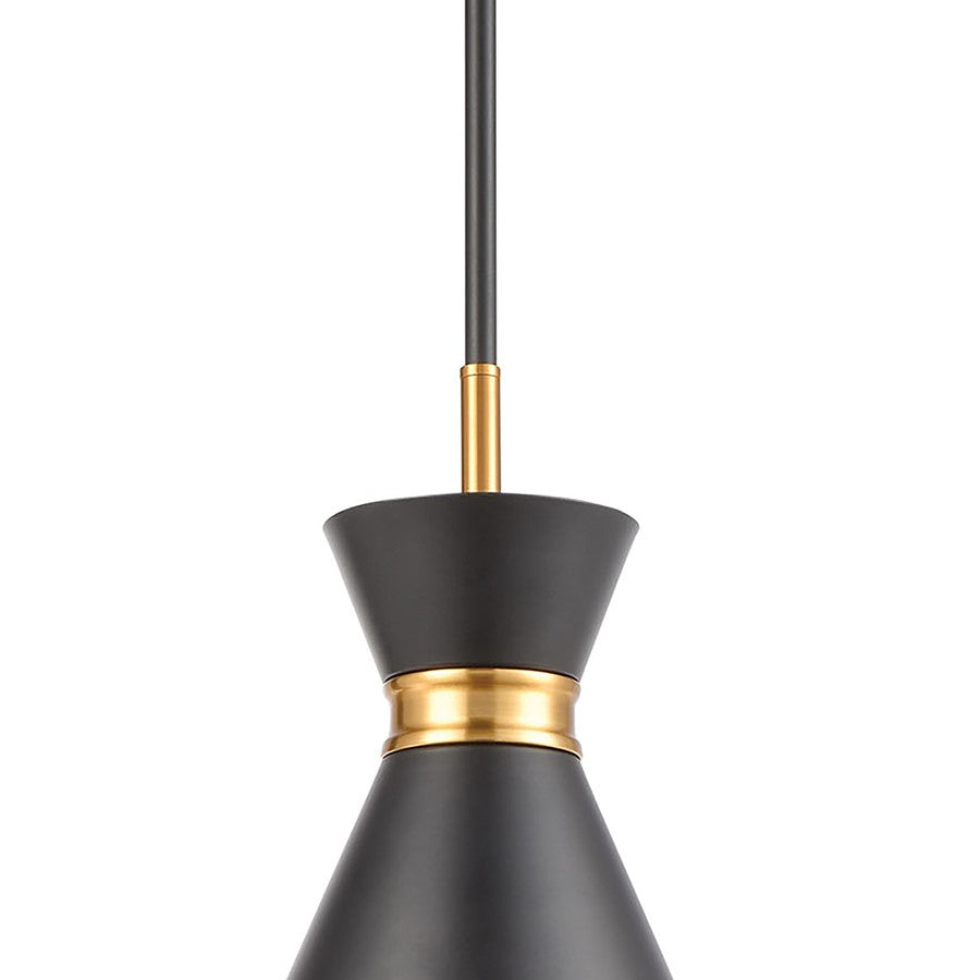 Atlas Lighting Modley 7in 1-Light Mini Pendant | Matte Black and Brushed Brass | Kitchen Island & Dining Room | 7 x 7 x 10 in | Model CL11643-BK