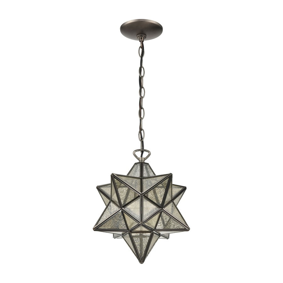 Atlas Lighting Moravian Star 9" 1Lt Mini Pendant, Bronze/Mercury