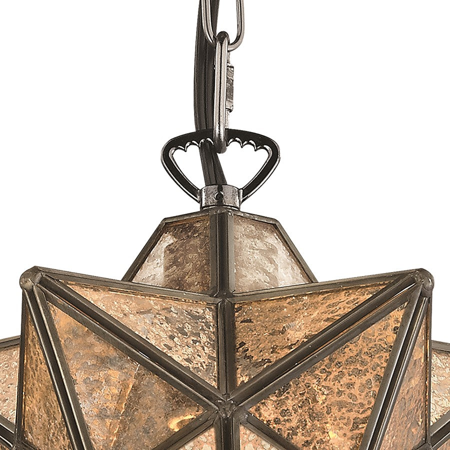 Atlas Lighting Moravian Star 9" 1Lt Mini Pendant, Bronze/Mercury