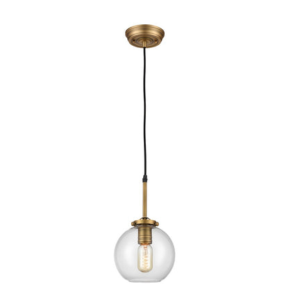 Atlas Lighting Mountain Creek 7in 1-Light Mini Pendant | Aged Brass and Clear Glass | Kitchen Island & Dining Room | 7 x 7 x 12 in | Model CL11645-BS