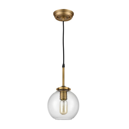 Atlas Lighting Mountain Creek 7in 1-Light Mini Pendant | Aged Brass and Clear Glass | Kitchen Island & Dining Room | 7 x 7 x 12 in | Model CL11645-BS