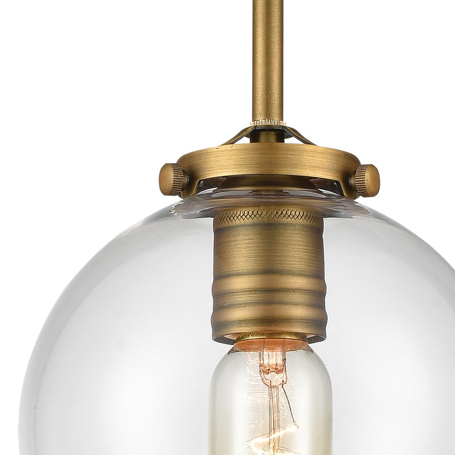 Atlas Lighting Mountain Creek 7in 1-Light Mini Pendant | Aged Brass and Clear Glass | Kitchen Island & Dining Room | 7 x 7 x 12 in | Model CL11645-BS
