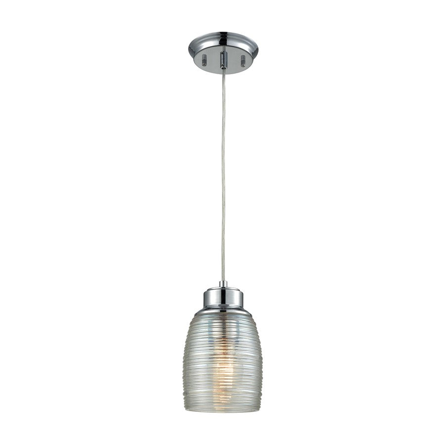 Atlas Lighting Muncie 5in 1-Light Pendant | Transitional Polished Chrome and Clear Glass | Kitchen Island & Dining Room | Model CL11647-SV