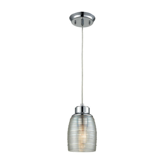 Atlas Lighting Muncie 5in 1-Light Pendant | Transitional Polished Chrome and Clear Glass | Kitchen Island & Dining Room | Model CL11647-SV