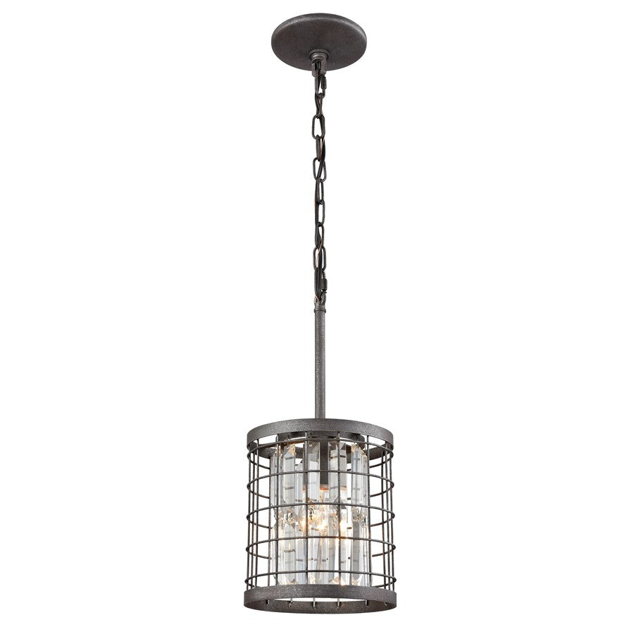 Atlas Lighting Nadina 7in 1-Light Mini Pendant | Transitional Silverdust Iron and Gray Metal | Kitchen Island & Dining Room | Model CL11649-GY