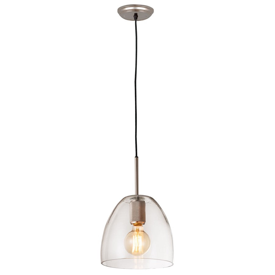 Atlas Lighting Netta 10in 1-Light Mini Pendant | Modern Satin Nickel and Clear Glass | Living Room & Bedroom | 11-81in H | Model CL11652-NK