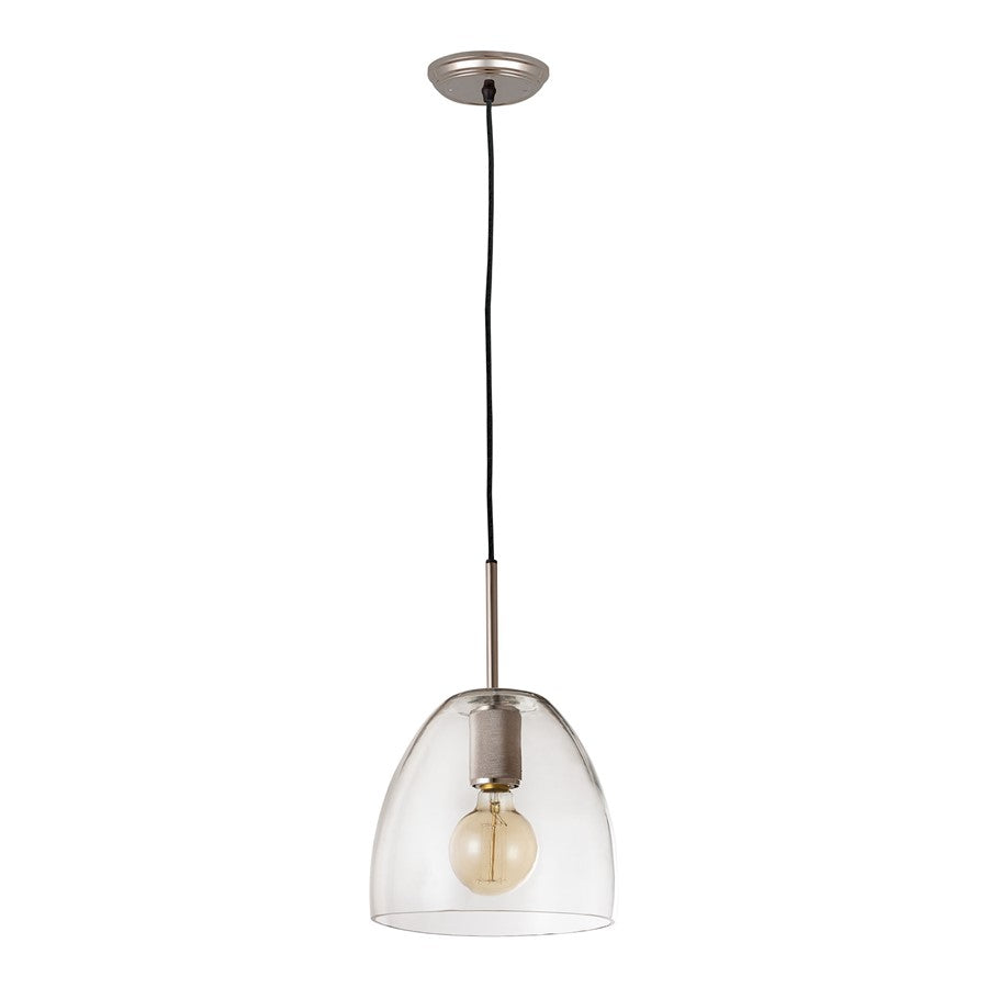 Atlas Lighting Netta 10in 1-Light Mini Pendant | Modern Satin Nickel and Clear Glass | Living Room & Bedroom | 11-81in H | Model CL11652-NK