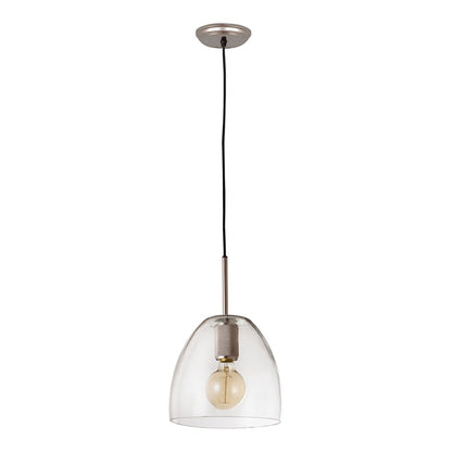 Atlas Lighting Netta 10in 1-Light Mini Pendant | Modern Satin Nickel and Clear Glass | Living Room & Bedroom | 11-81in H | Model CL11652-NK