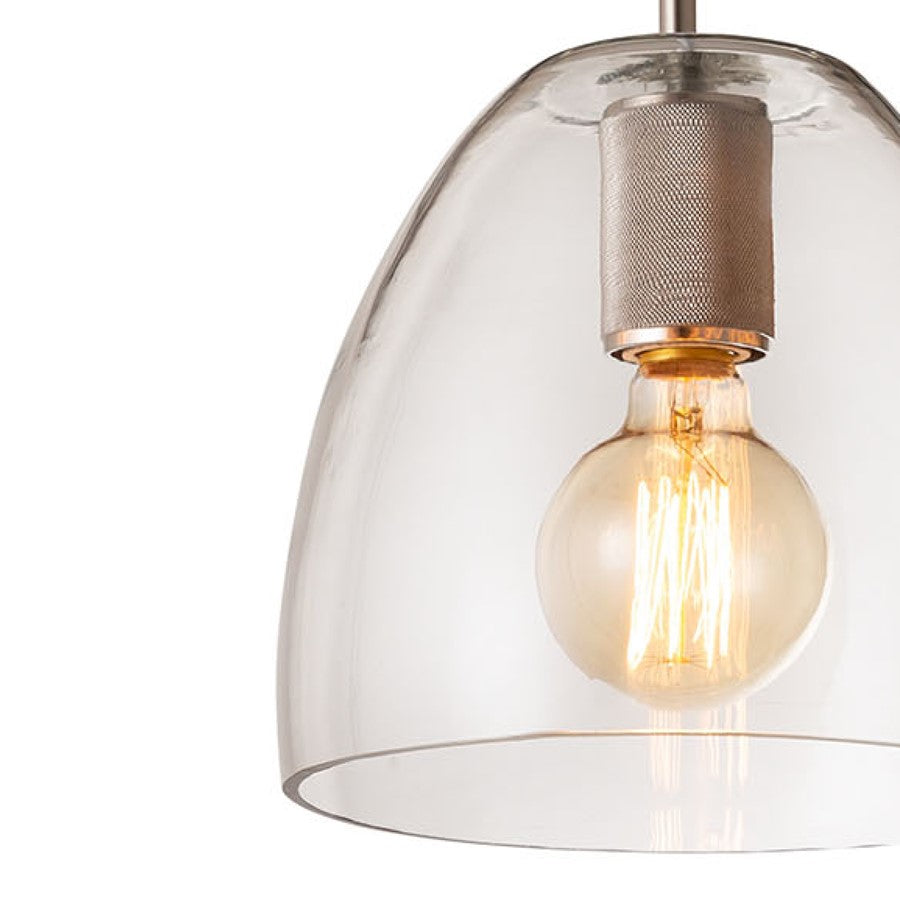 Atlas Lighting Netta 10in 1-Light Mini Pendant | Modern Satin Nickel and Clear Glass | Living Room & Bedroom | 11-81in H | Model CL11652-NK