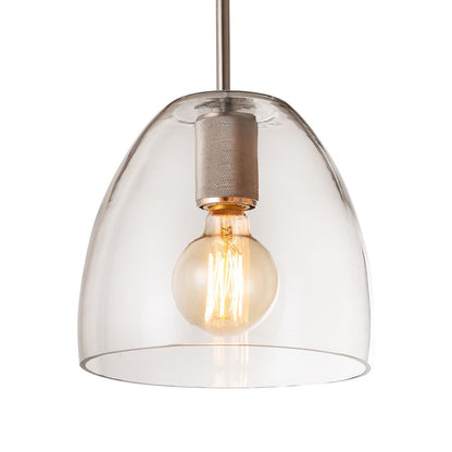 Atlas Lighting Netta 10in 1-Light Mini Pendant | Modern Satin Nickel and Clear Glass | Living Room & Bedroom | 11-81in H | Model CL11652-NK