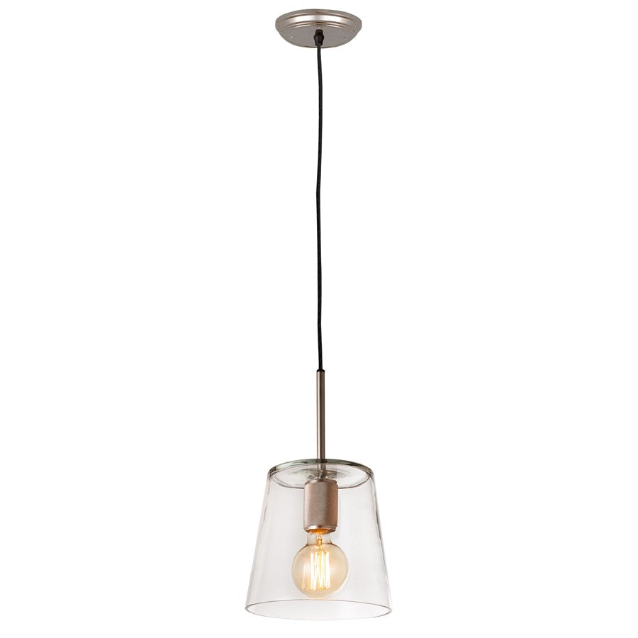 Atlas Lighting Netta 8in 1-Light Mini Pendant | Modern Satin Nickel and Clear Glass | Living Room & Bedroom | 11-81in H | Model CL11653-NK