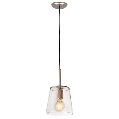 Atlas Lighting Netta 8in 1-Light Mini Pendant | Modern Satin Nickel and Clear Glass | Living Room & Bedroom | 11-81in H | Model CL11653-NK