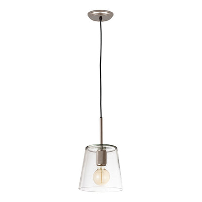 Atlas Lighting Netta 8in 1-Light Mini Pendant | Modern Satin Nickel and Clear Glass | Living Room & Bedroom | 11-81in H | Model CL11653-NK