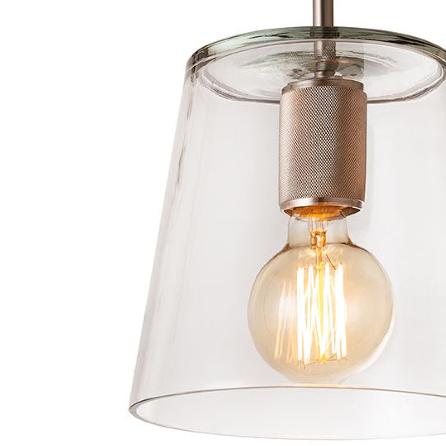 Atlas Lighting Netta 8in 1-Light Mini Pendant | Modern Satin Nickel and Clear Glass | Living Room & Bedroom | 11-81in H | Model CL11653-NK