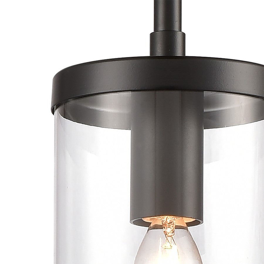 Atlas Lighting Oakland 4in 1-Light Mini Pendant | Modern Black and Clear Glass | Kitchen Island & Dining Room | 4 x 4 x 8 in | Model CL11655-BK