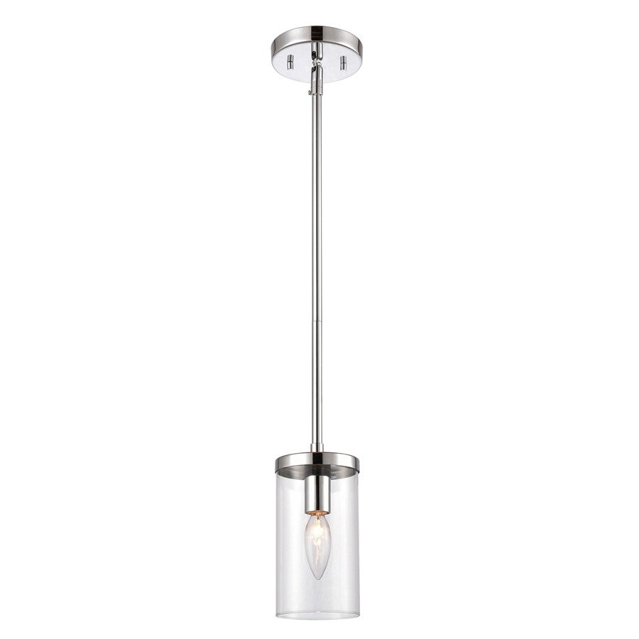 Atlas Lighting Oakland 4in 1-Light Mini Pendant | Modern Chrome and Clear Glass | Kitchen Island & Dining Room | 4 x 4 x 8 in | Model CL11655-CH
