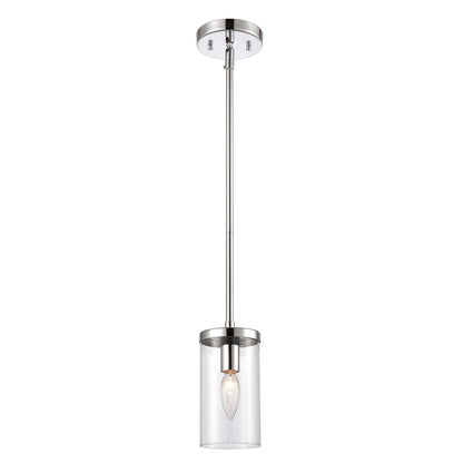 Atlas Lighting Oakland 4in 1-Light Mini Pendant | Modern Chrome and Clear Glass | Kitchen Island & Dining Room | 4 x 4 x 8 in | Model CL11655-CH