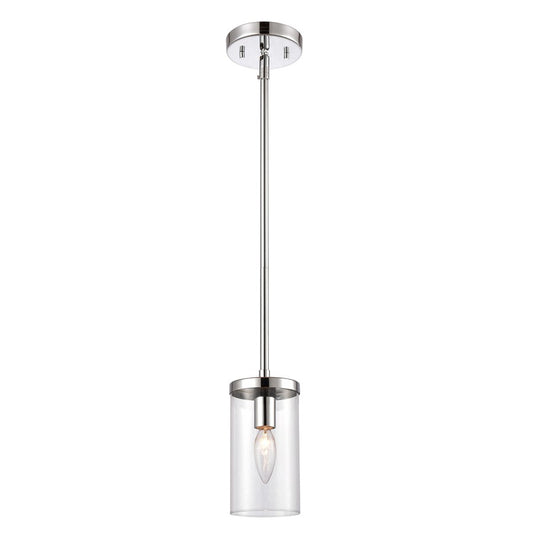 Atlas Lighting Oakland 4in 1-Light Mini Pendant | Modern Chrome and Clear Glass | Kitchen Island & Dining Room | 4 x 4 x 8 in | Model CL11655-CH
