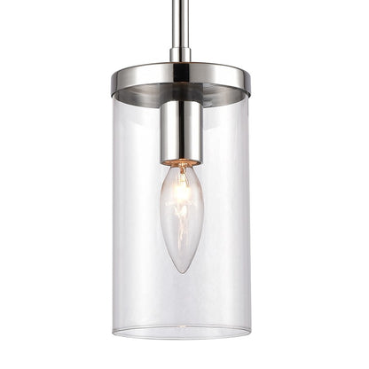 Atlas Lighting Oakland 4in 1-Light Mini Pendant | Modern Chrome and Clear Glass | Kitchen Island & Dining Room | 4 x 4 x 8 in | Model CL11655-CH