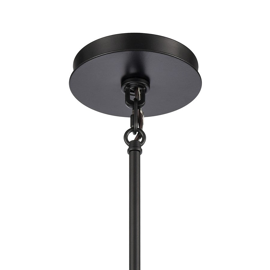 Atlas Lighting Open Louvers 6.75in 1-Light Mini Pendant | Modern Matte Black and Clear Seeded Glass | Kitchen Island & Dining Room | Model CL11656-BK