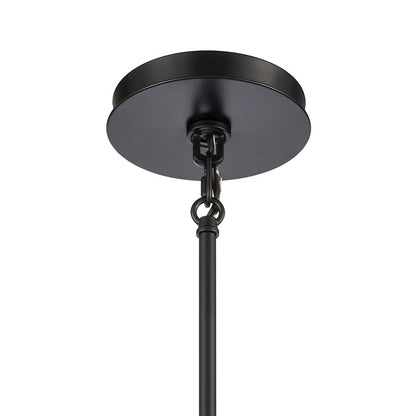 Atlas Lighting Open Louvers 6.75in 1-Light Mini Pendant | Modern Matte Black and Clear Seeded Glass | Kitchen Island & Dining Room | Model CL11656-BK