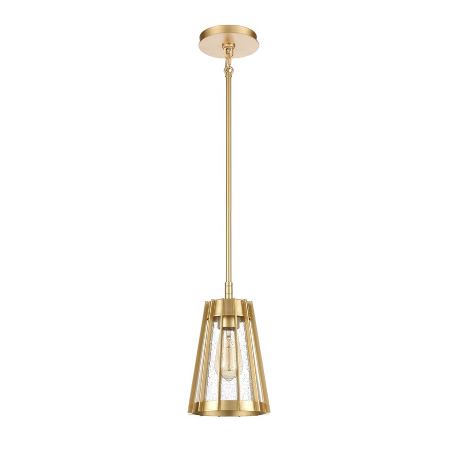 Atlas Lighting Open Louvers 6.75in 1-Light Mini Pendant | Modern Champagne Gold and Clear Seeded Glass | Kitchen Island & Dining | Model CL11656-GD