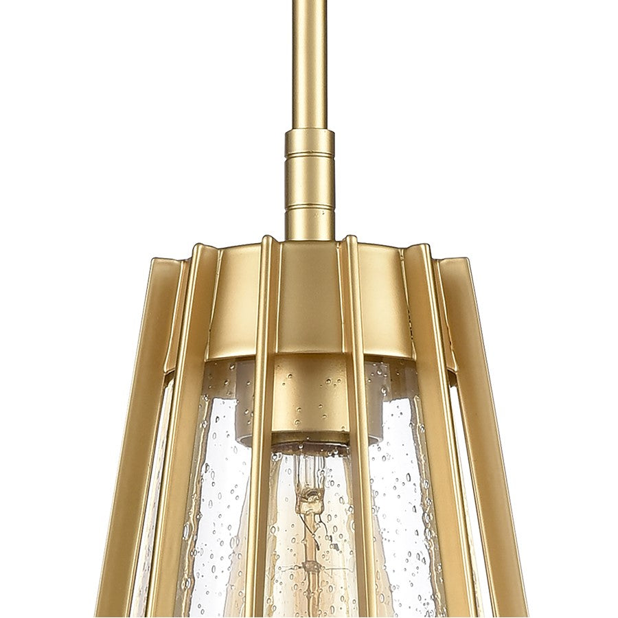 Atlas Lighting Open Louvers 6.75in 1-Light Mini Pendant | Modern Champagne Gold and Clear Seeded Glass | Kitchen Island & Dining | Model CL11656-GD
